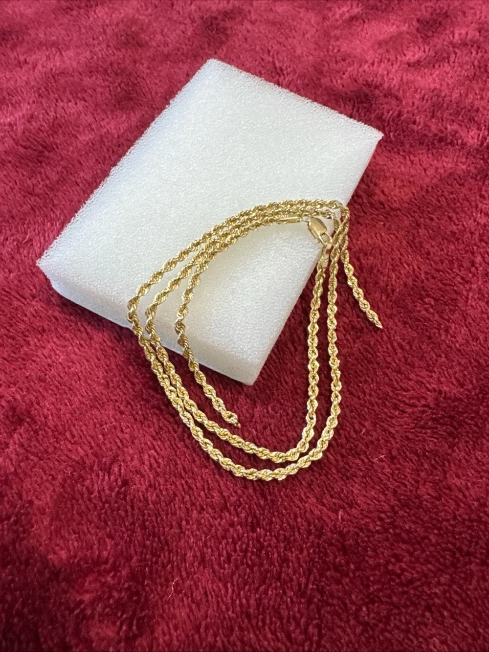 10K Yellow Gold Rope Chain 16” 2mm 1.4g Broken Needs Solder Lobster Clasp